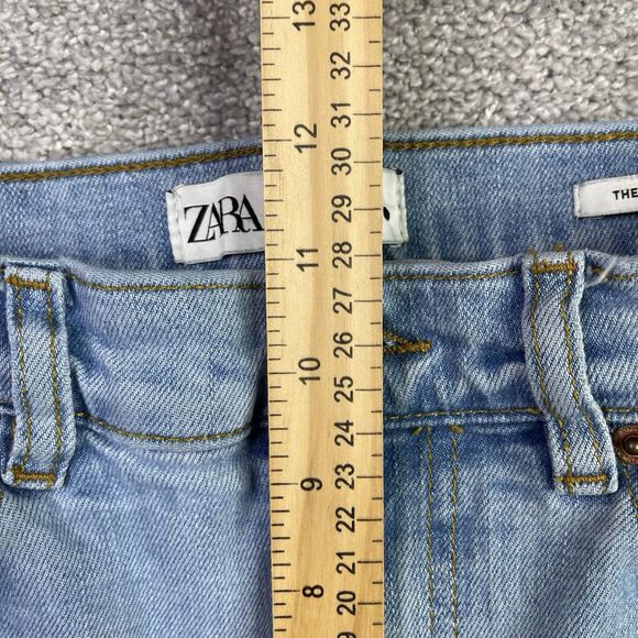 ZARA The DREED Flare Jeans Women’s 6  Blue Raw Hem Cropped Light Wash Stretch - Picture 9 of 12